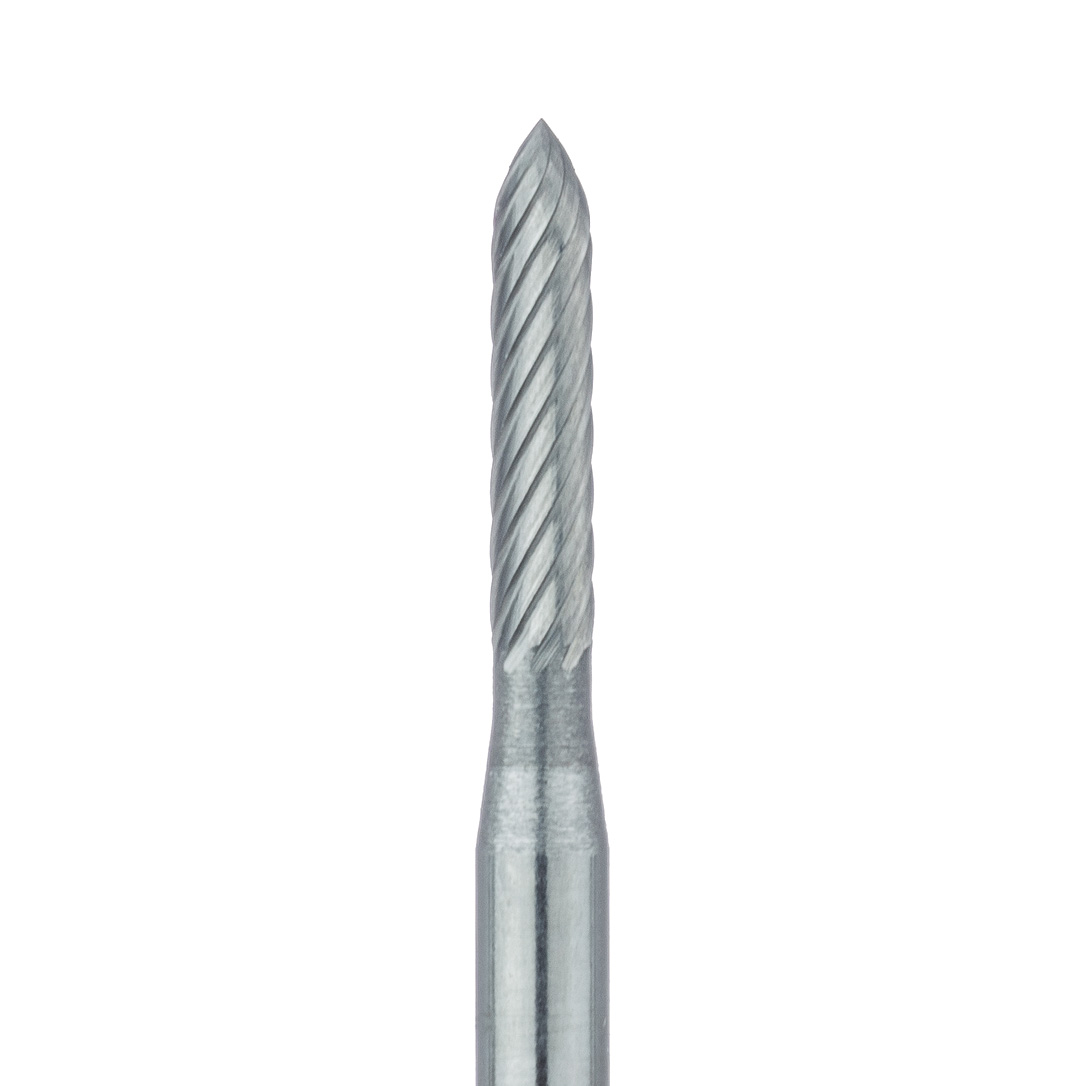 HM243-012-FG Trimming & Finishing Carbide Bur, Fine, Round End Taper, 2.3mm Ø, FG