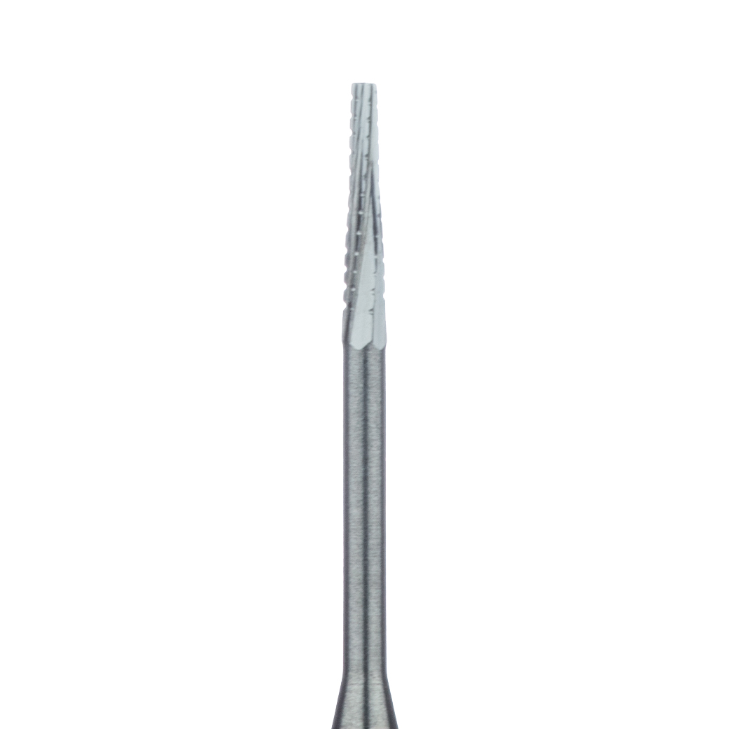 HM33IL-010-SU Surgical Carbide Bur, Tapered Fissure Cross Cut, US#700XXL, 1mm Ø, SU