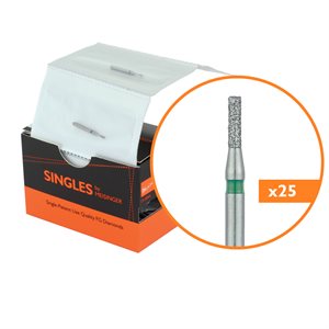 0710CS Single-Use Diamond Bur, Sterile Packed, 25 Pack, 1mm Ø, Flat End Cylinder, 4mm Working Length, Coarse, SS