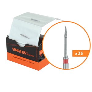 1310.3F Single-Use Diamond Bur, Sterile, 25 Pack, 0.8mm Ø, Tapered Point, Needle, 3mm Working Length, Fine, FG