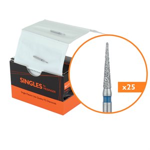 1314.8M Single-Use Diamond Bur, Sterile, 25 Pack, 1.4 mm Ø, Tapered Point, Needle, 8mm Working Length, Medium, FG