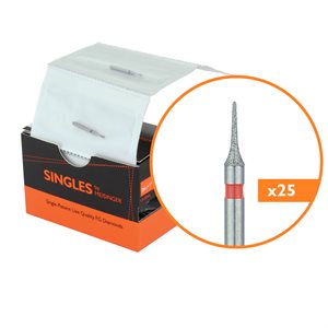 1416F Single-Use Diamond Bur, Sterile, 25pk, 1.6mm Ø, Interproximal, Mosquito, 5mm Working Length, Fine, FG