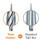 D0135U-014-FG Trimming & Finishing Carbide Bur, Twist Finisher, 1.4mm Ø, ET9, Ultra Fine, FG